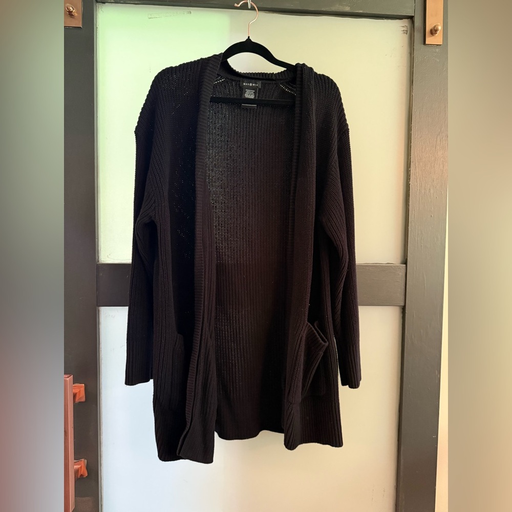 Black Open-Front Cardigan
